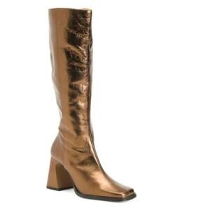 NIB ANA PALMA Made In Spain Leather bronze Metallic High Shaft Boots 41 10